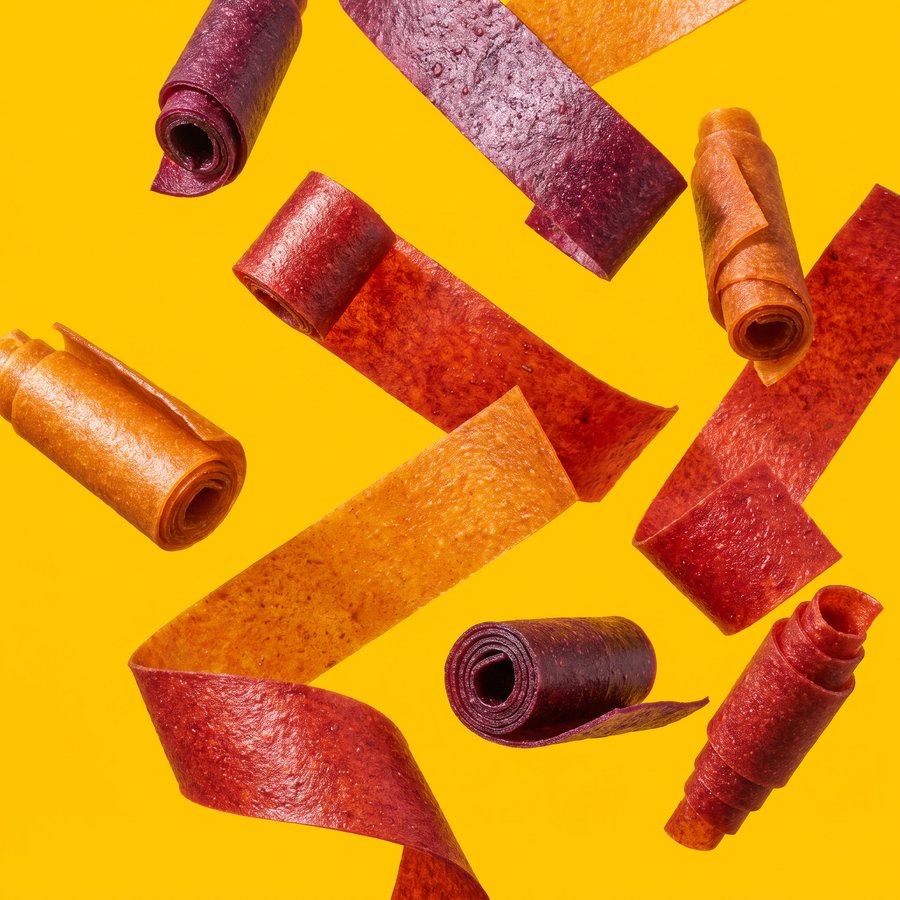 Rolls of pressed real-fruit leather