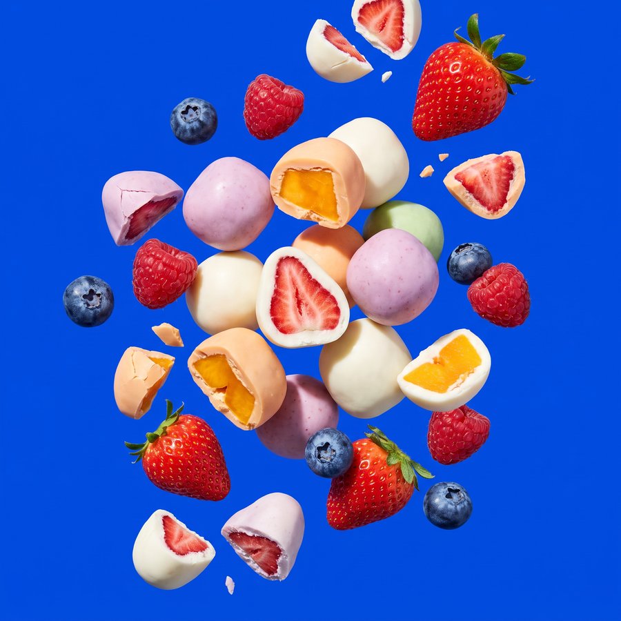 Yogurt-coated fruit and berries